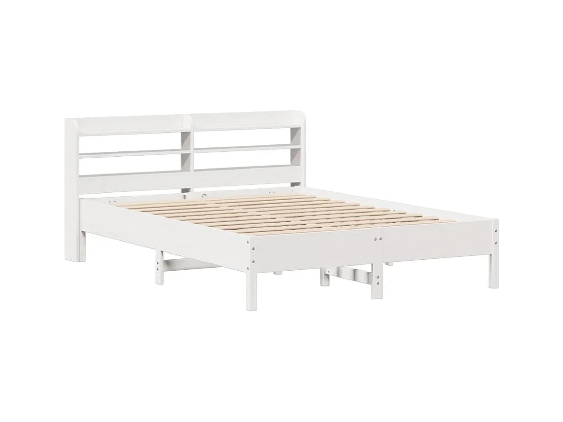 Estructura de cama sin colchón blanca 150x200 cm madera maciza de pino