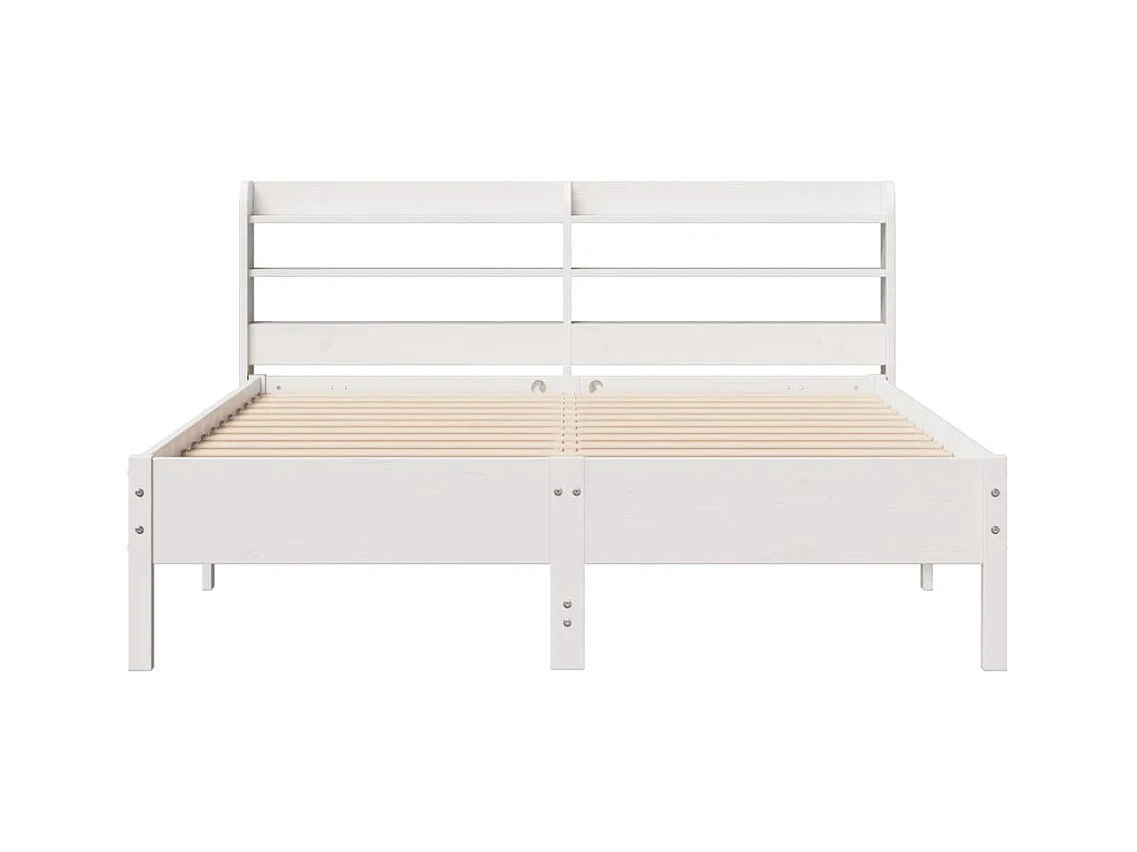 Estructura de cama sin colchón blanca 150x200 cm madera maciza de pino