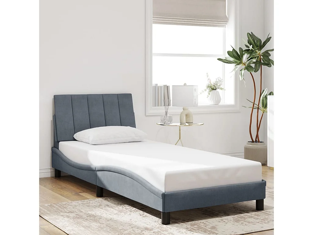 Cadre de lit sans matelas gris foncé 80x200 cm velours