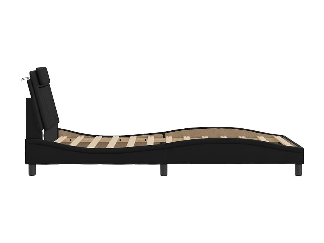 Estructura de cama sin colchón negra 100x200 cm polipiel