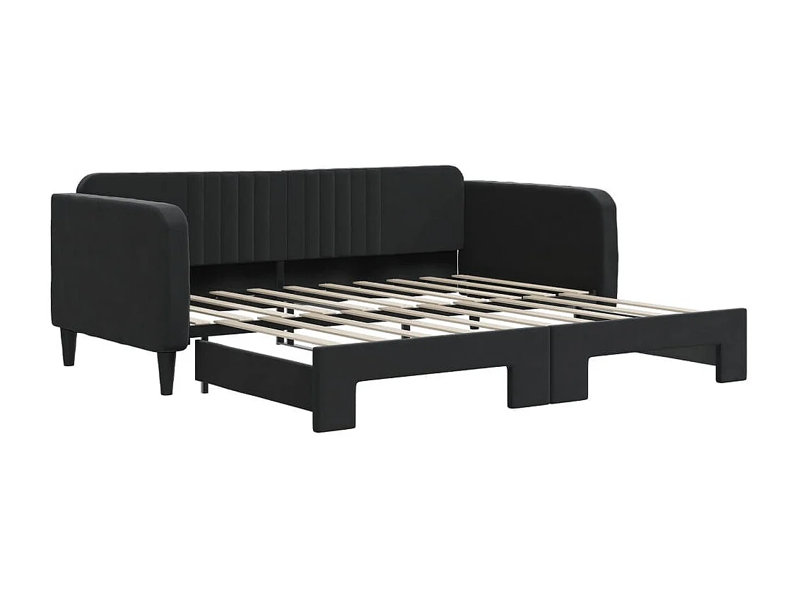 Lit de jour avec lit gigogne noir 90x190 cm velours