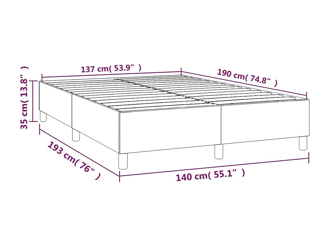 Cadre de lit sans matelas blanc 140x190 cm similicuir