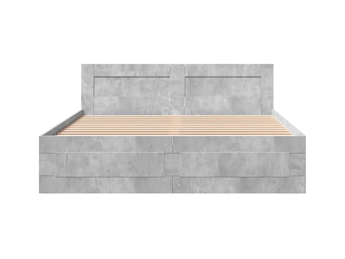 Bedframe en hoofdbord zonder matras betongrijs 160x200 cm