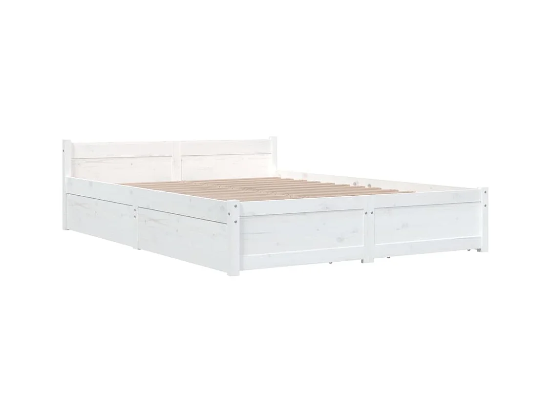 Cadre de lit sans matelas avec tiroirs blanc 160x200 cm