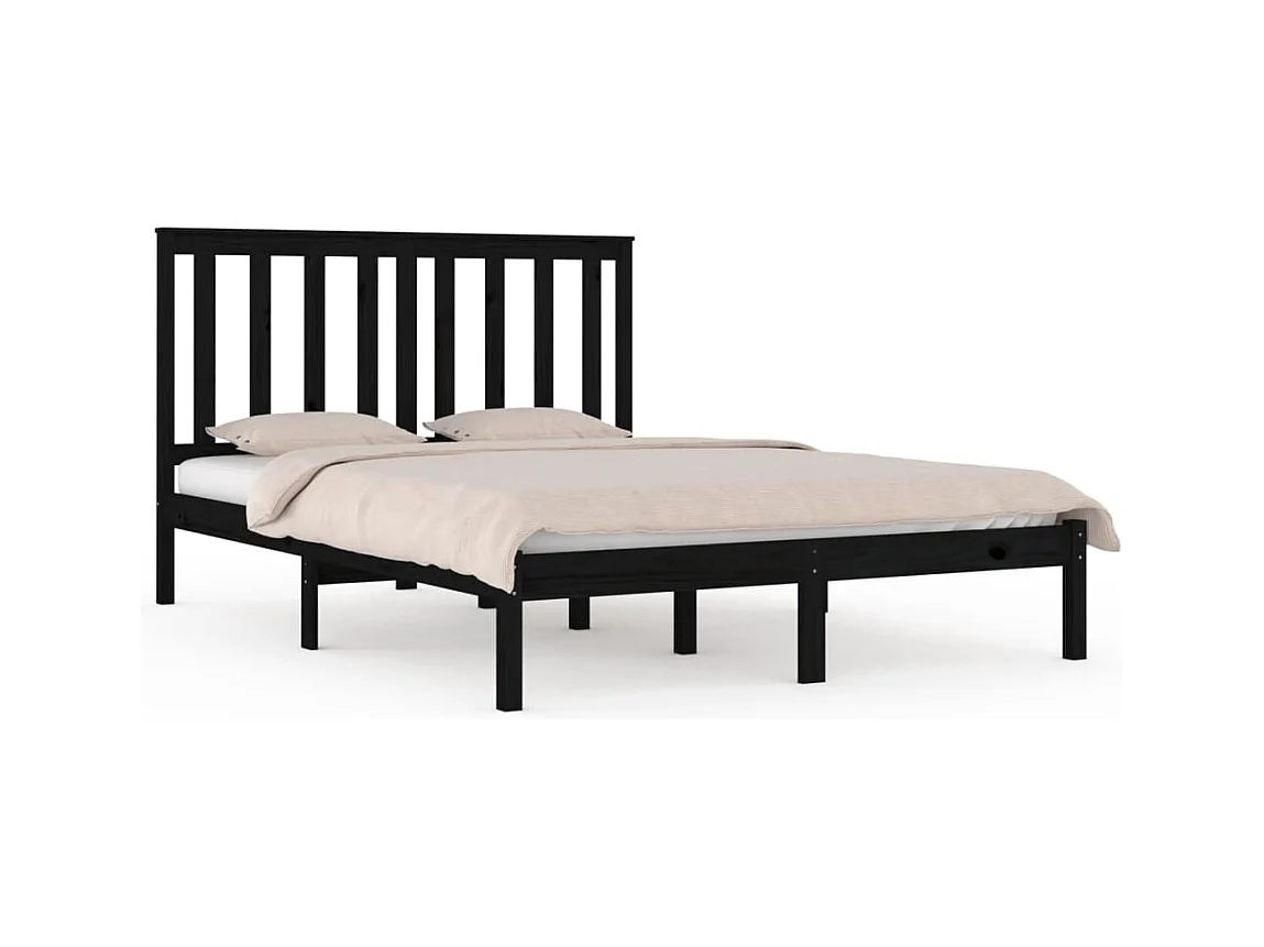 Struttura letto senza materasso in legno massello nero 140x190 cm
