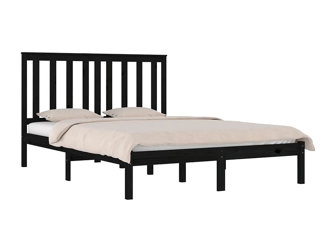 Bedframe zonder matras zwart massief hout 140x190 cm