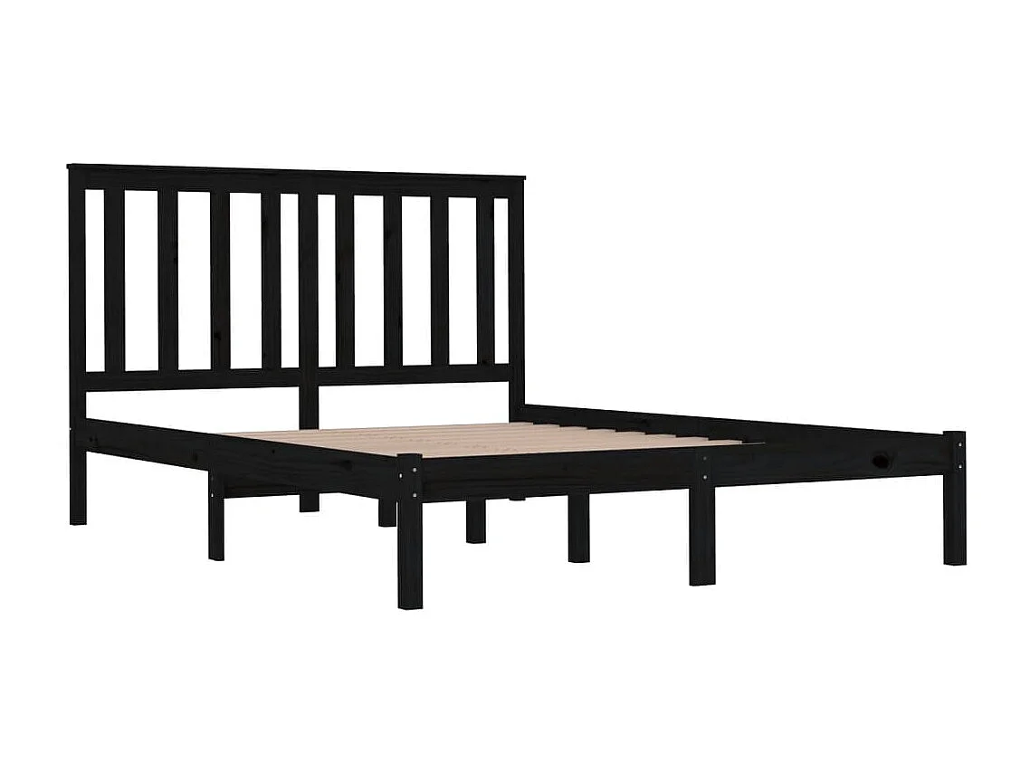 Bedframe zonder matras zwart massief hout 140x190 cm