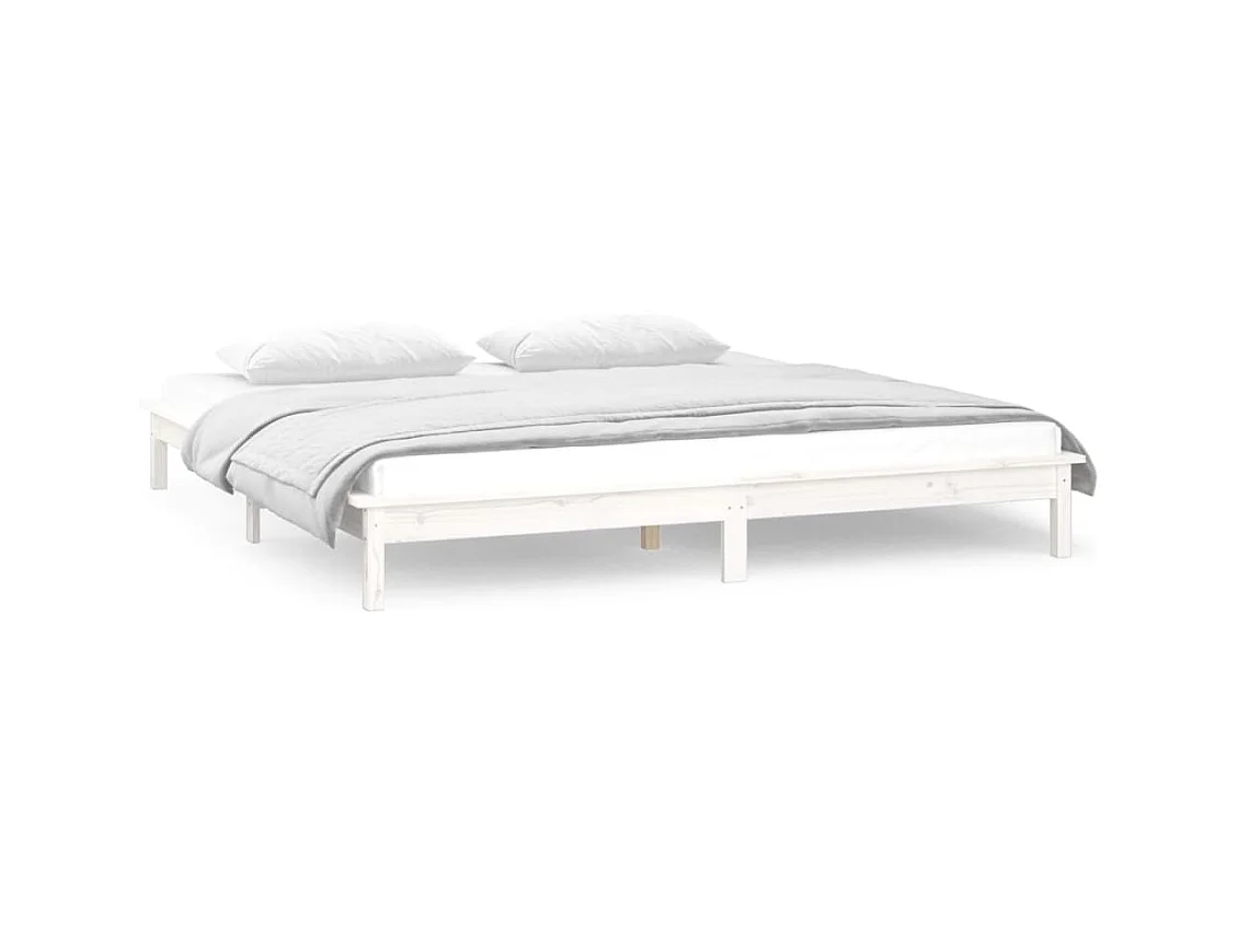 Struttura letto matrimoniale piccola in legno massello 120x190 cm con LED bianco