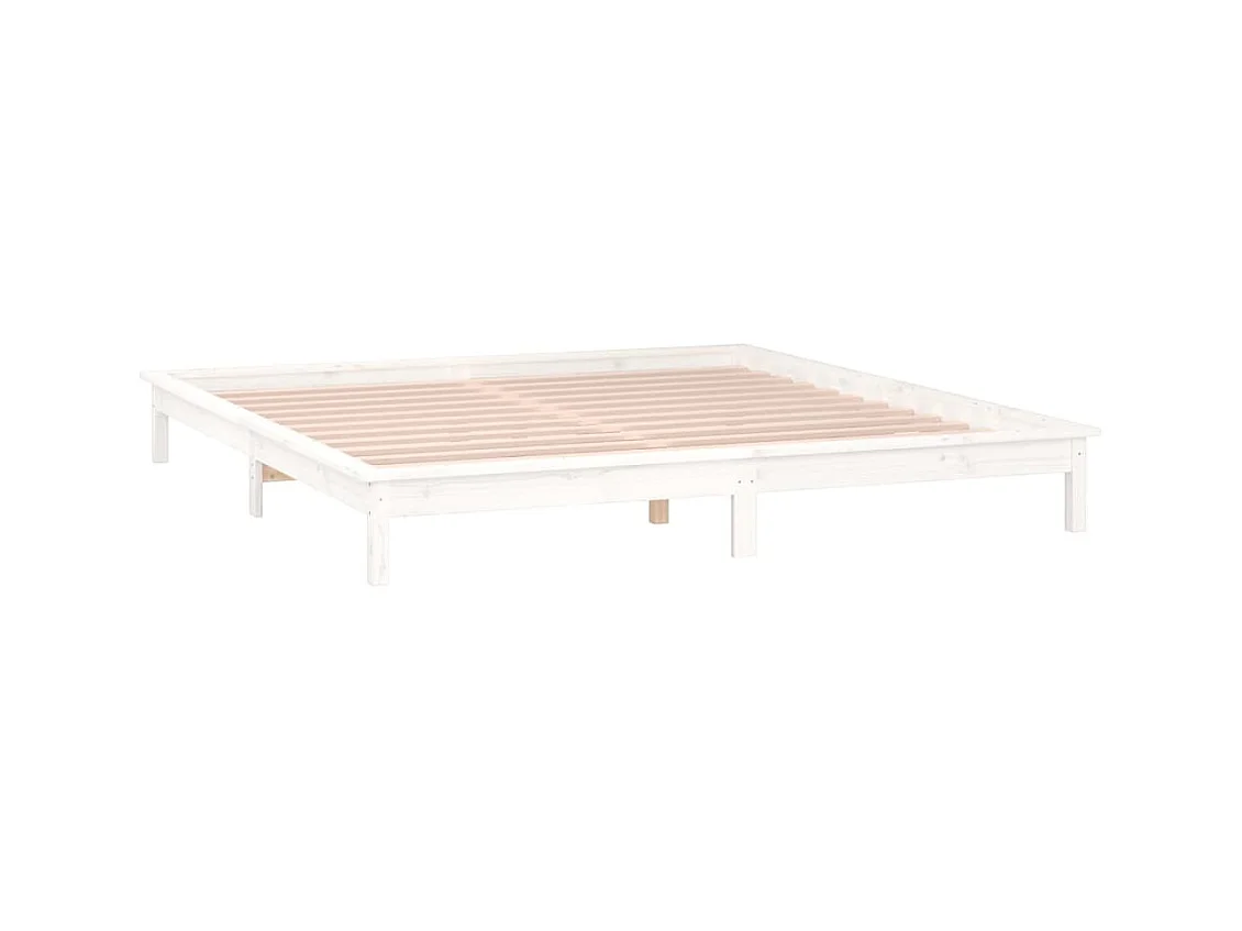 Wit LED bedframe 120x190 cm klein tweepersoonsbed massief hout