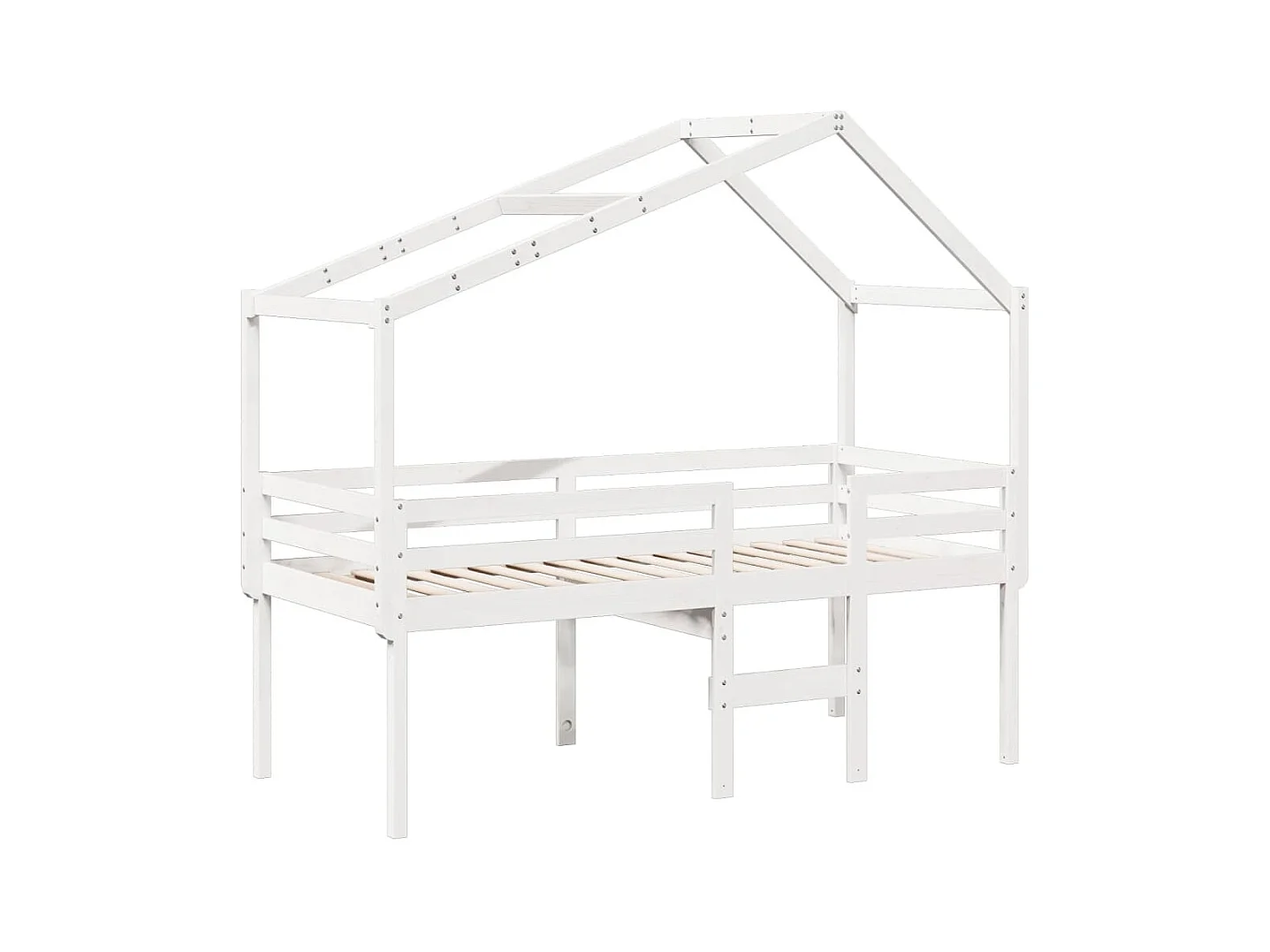 Hoogslaper zonder matras wit 75x190 cm massief grenenhout