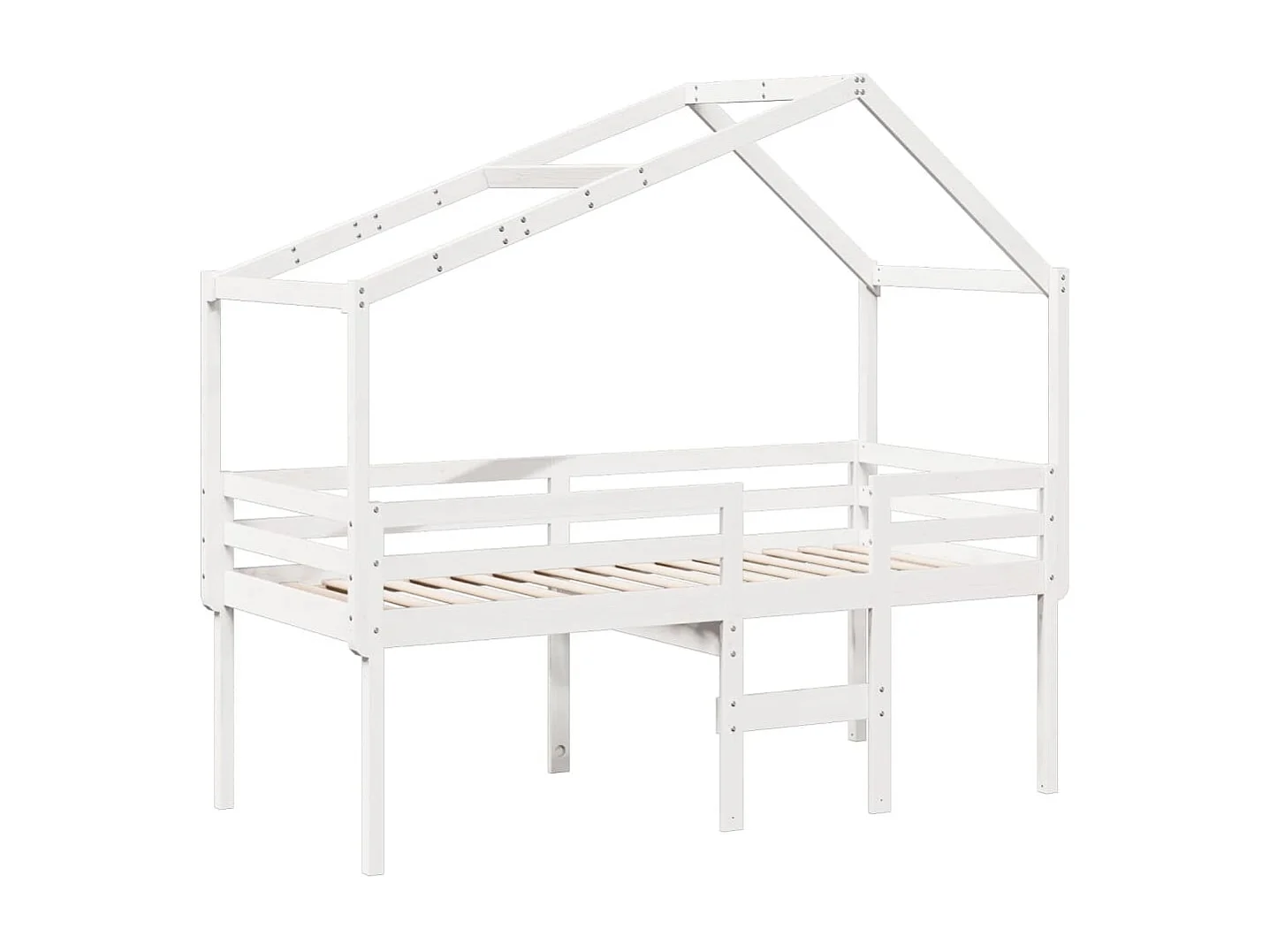 Cama alta sin colchón blanca 75x190 cm madera maciza de pino