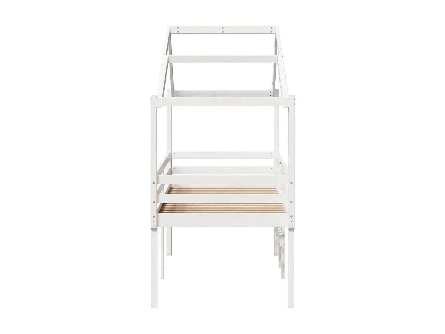 Cama alta sin colchón blanca 75x190 cm madera maciza de pino