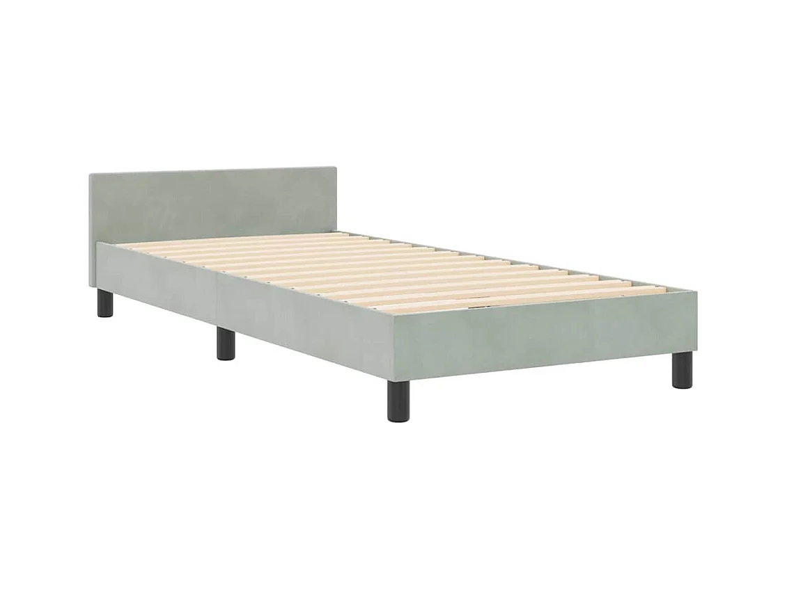 Struttura letto con testiera Grigio chiaro 100 x 200 cm Velluto