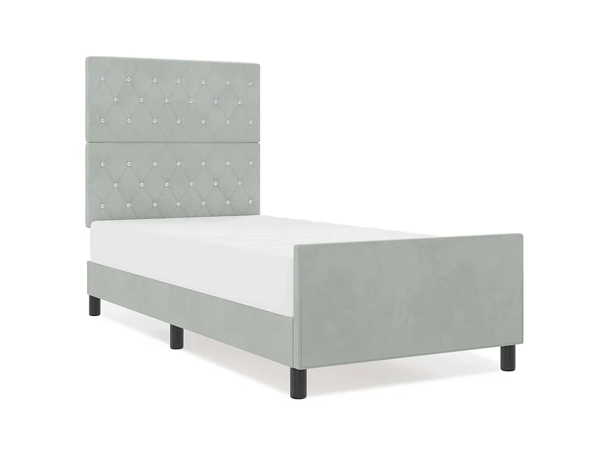 Struttura letto con testiera Grigio chiaro 100 x 200 cm Velluto