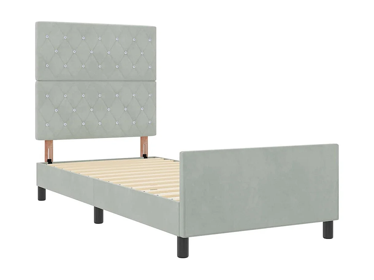 Struttura letto con testiera Grigio chiaro 100 x 200 cm Velluto