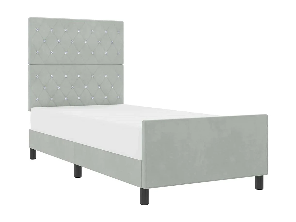 Cadre de lit avec tête de lit Gris clair 100 x 200 cm Velours