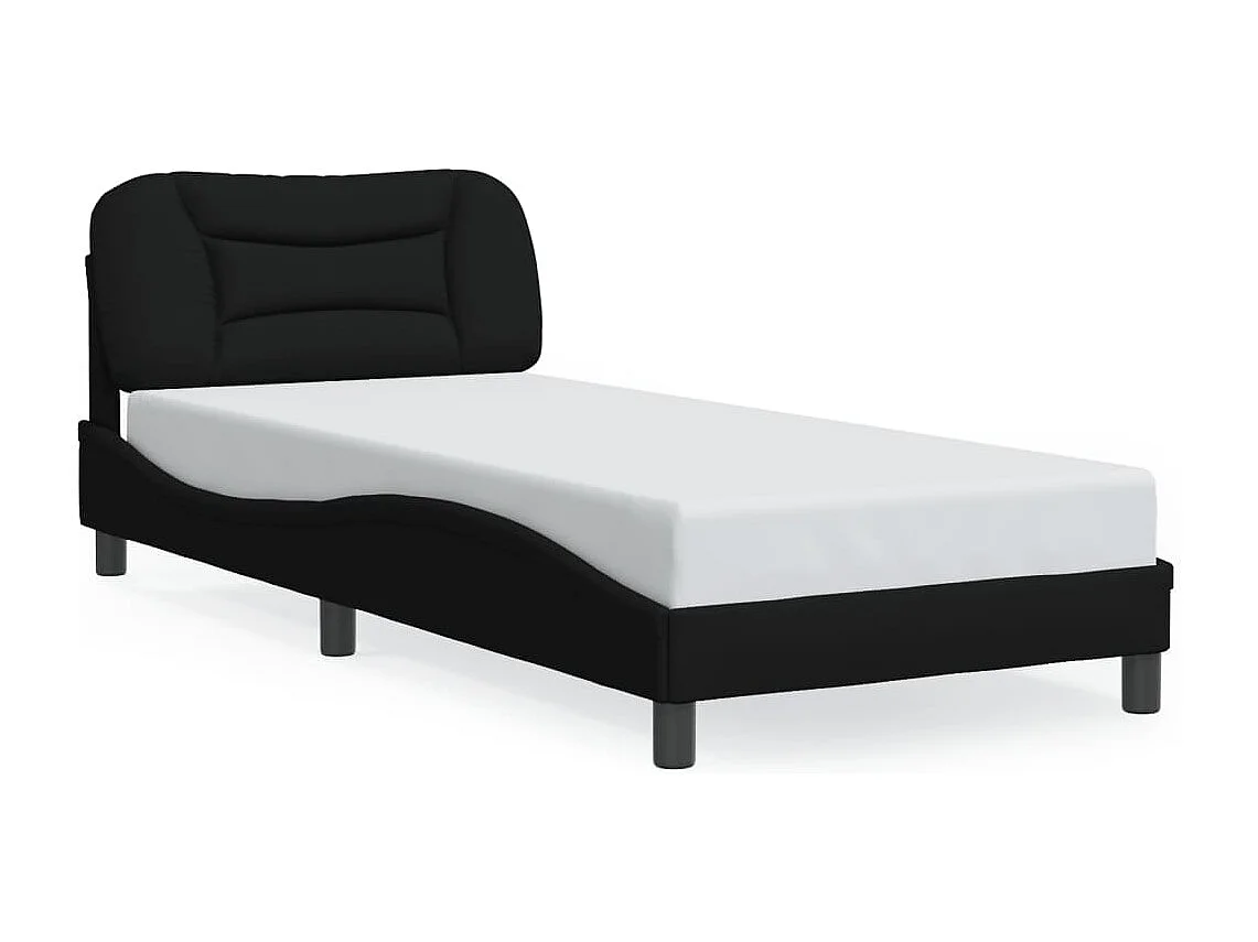 Cadre de lit avec LED sans matelas noir 90x190 cm tissu