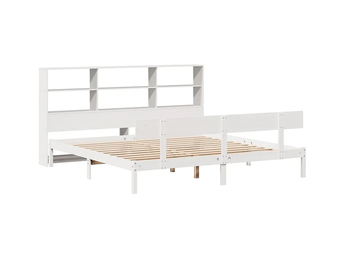 Letto libreria bianco senza materasso 180x200 cm in legno massello di pino