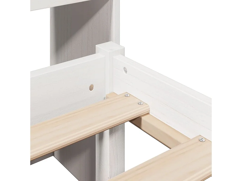 Lit bibliothèque sans matelas blanc 180x200 cm bois pin massif