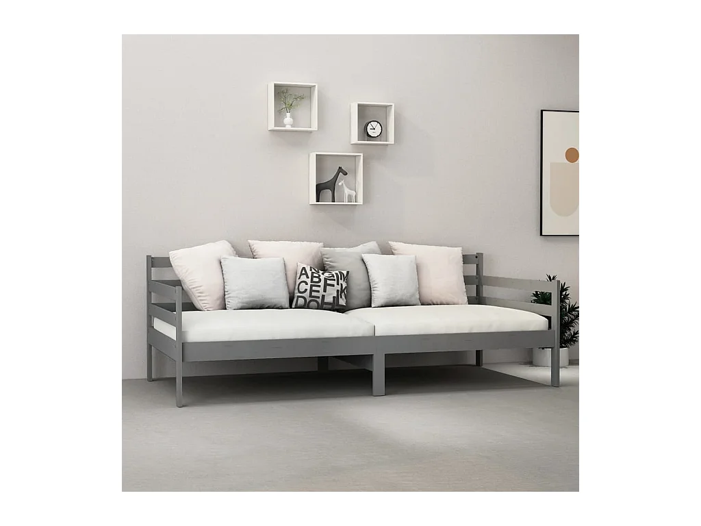 Dagbed met matras 90x200 cm Grijs Massief grenenhout
