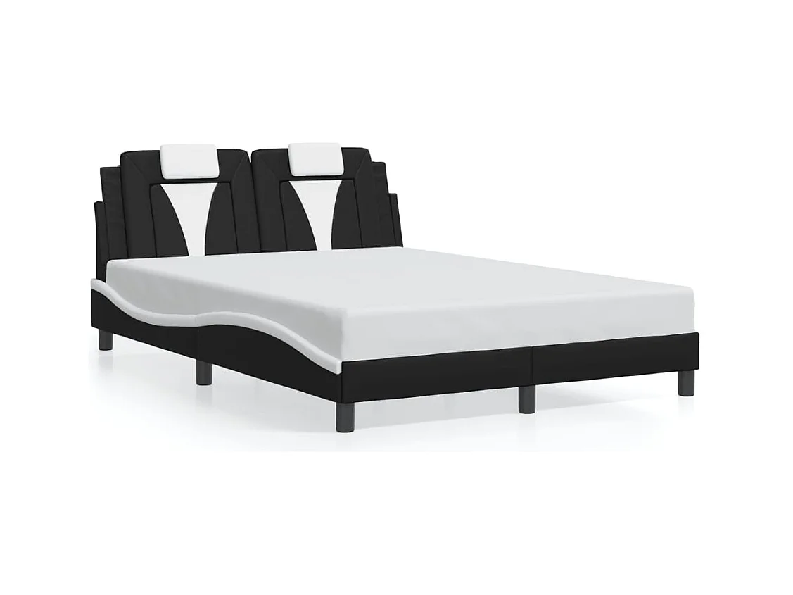 Bedframe met LED zonder matras zwart-wit 140x200 cm