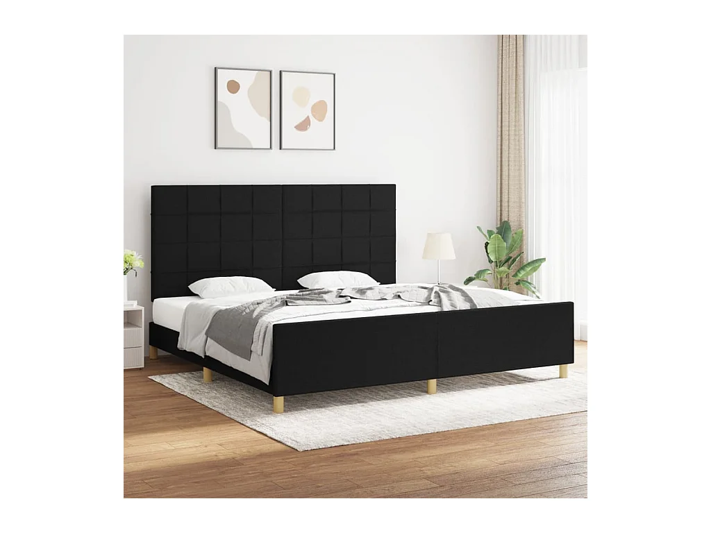 Estructura de cama sin colchón tela negra 200x200 cm