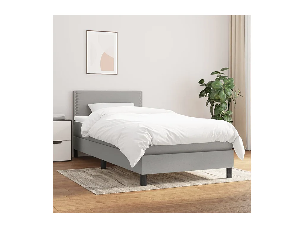 Lattenbodem met matras Lichtgrijs 100x200cm Stof