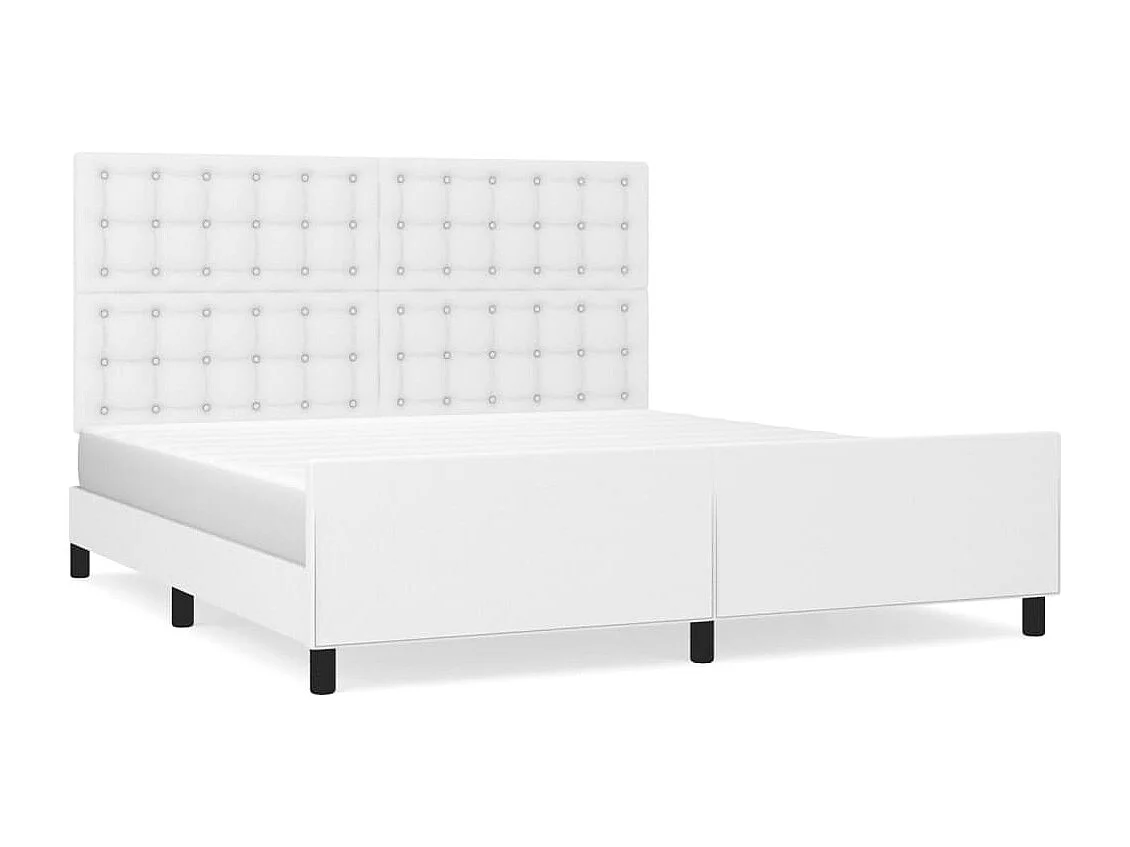 Struttura letto in similpelle bianca senza materasso