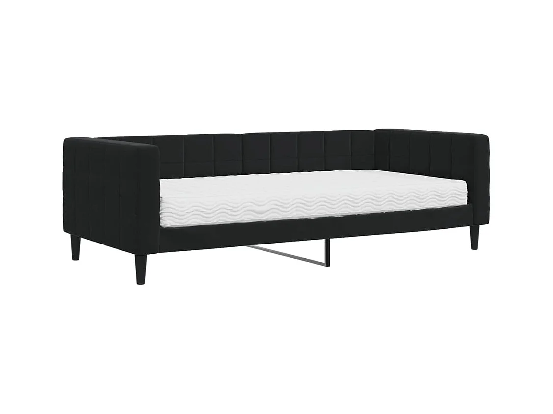 Cama de día con colchón de terciopelo negro 90x200 cm
