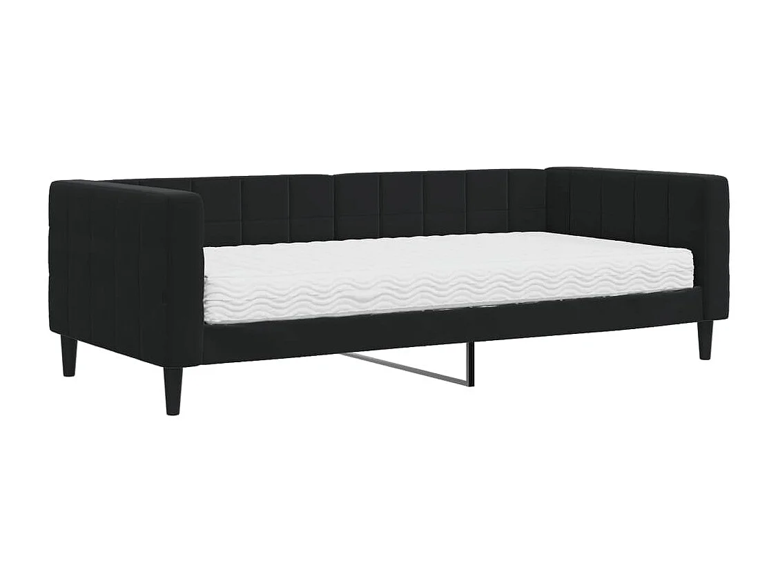 Lit de jour avec matelas noir 90x200 cm velours