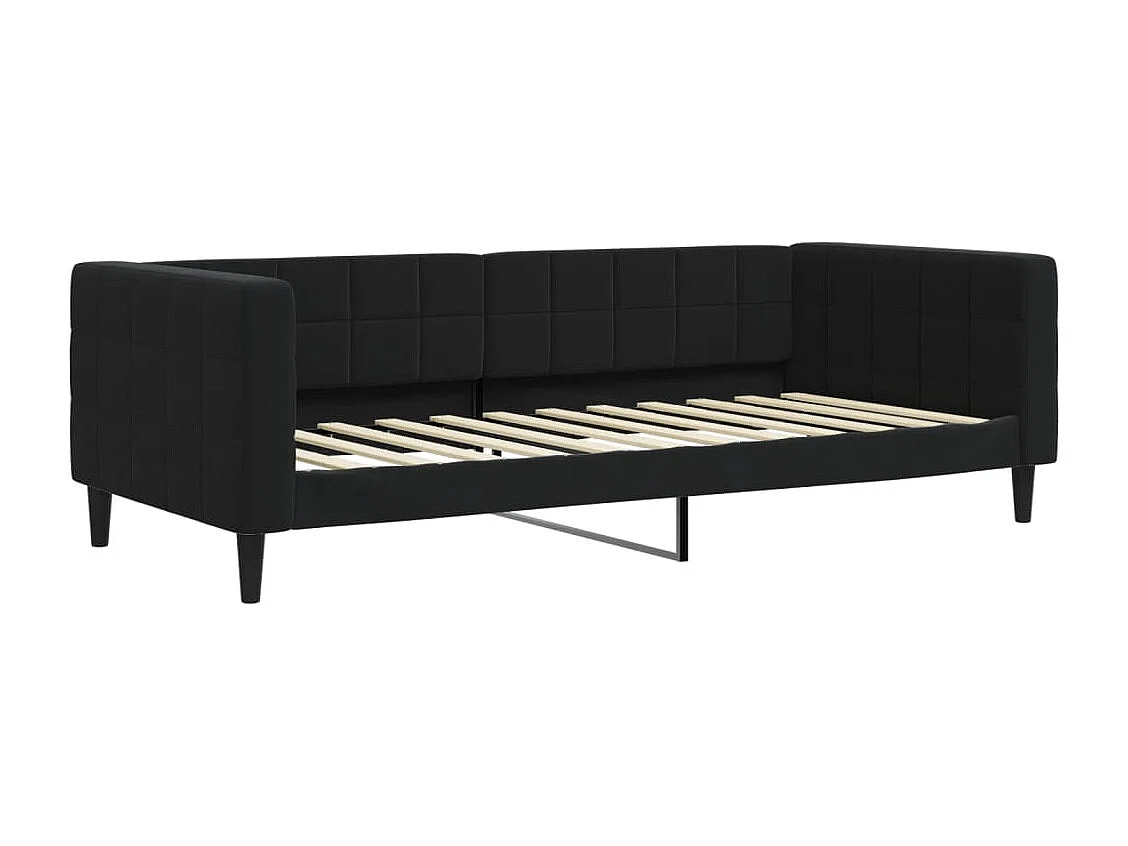 Lit de jour avec matelas noir 90x200 cm velours