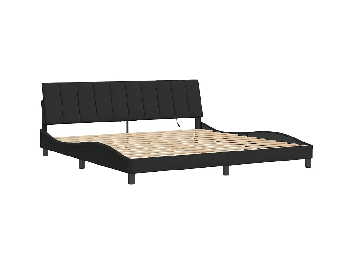 Estructura de cama con luces LED terciopelo negro 200x200 cm