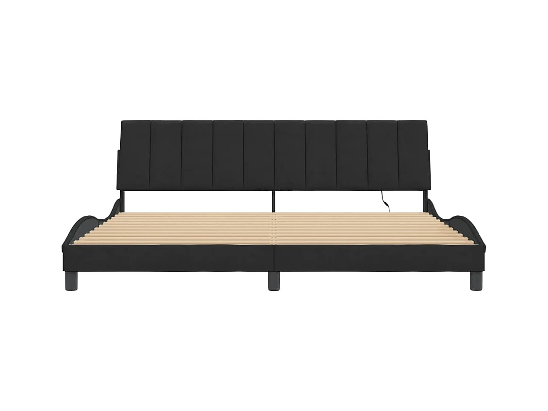 Estructura de cama con luces LED terciopelo negro 200x200 cm