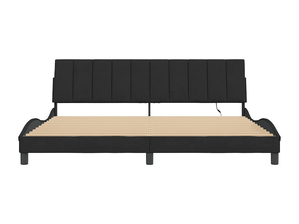 Struttura letto con luci LED nero 200x200 cm velluto