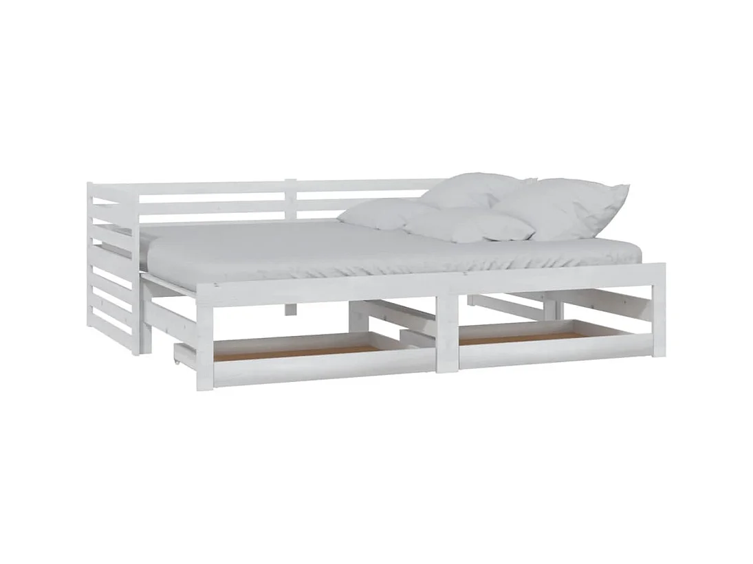 Lit coulissant sans matelas 2x(90x200) cm blanc
