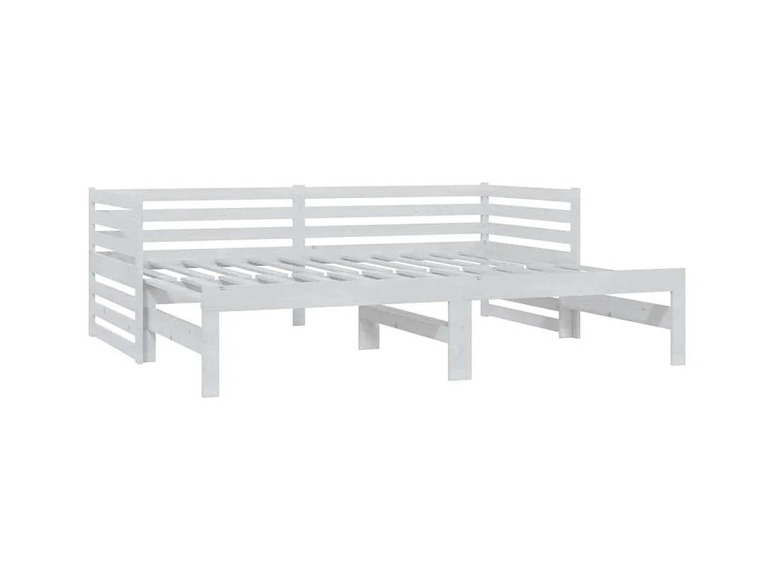 Lit coulissant sans matelas 2x(90x200) cm blanc