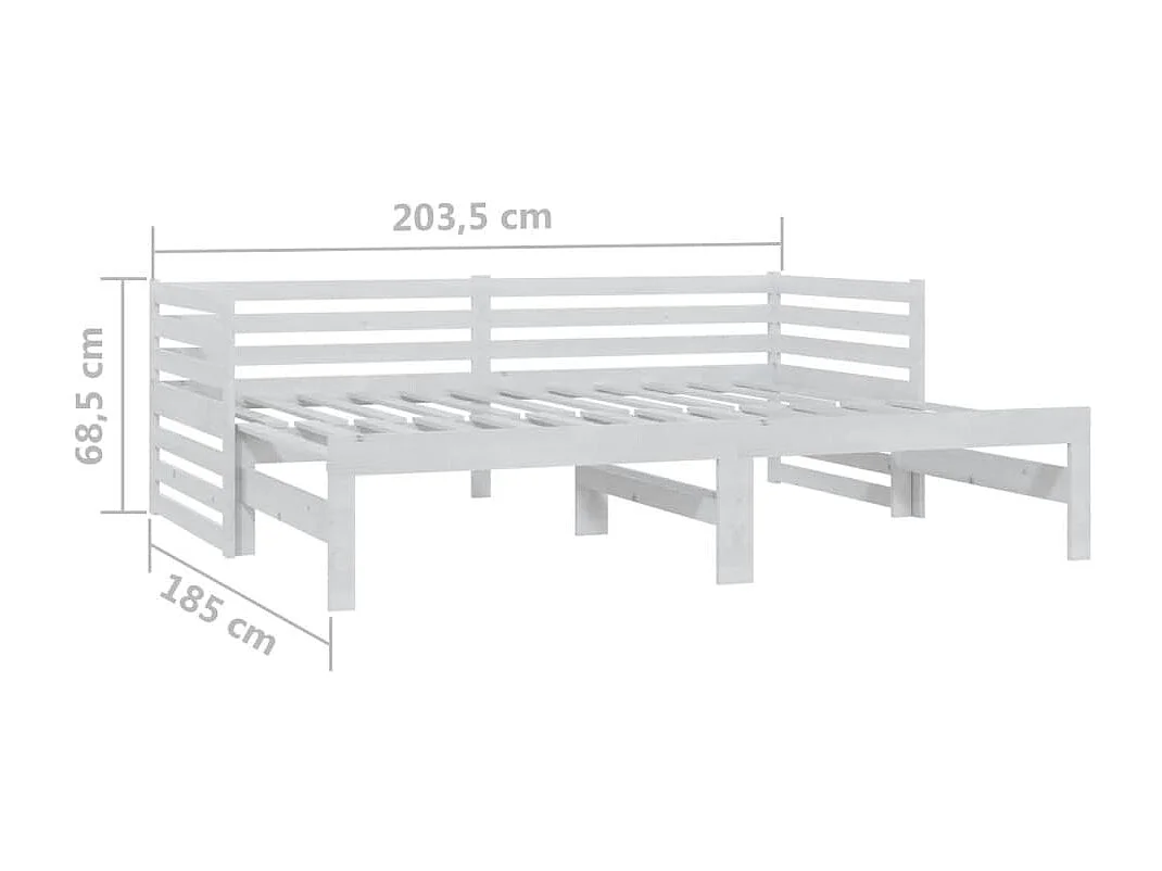 Lit coulissant sans matelas 2x(90x200) cm blanc