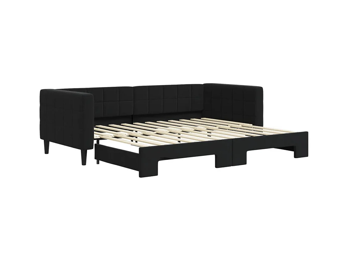 Dagbed met onderschuifbed zonder matras zwart 90x200 cm