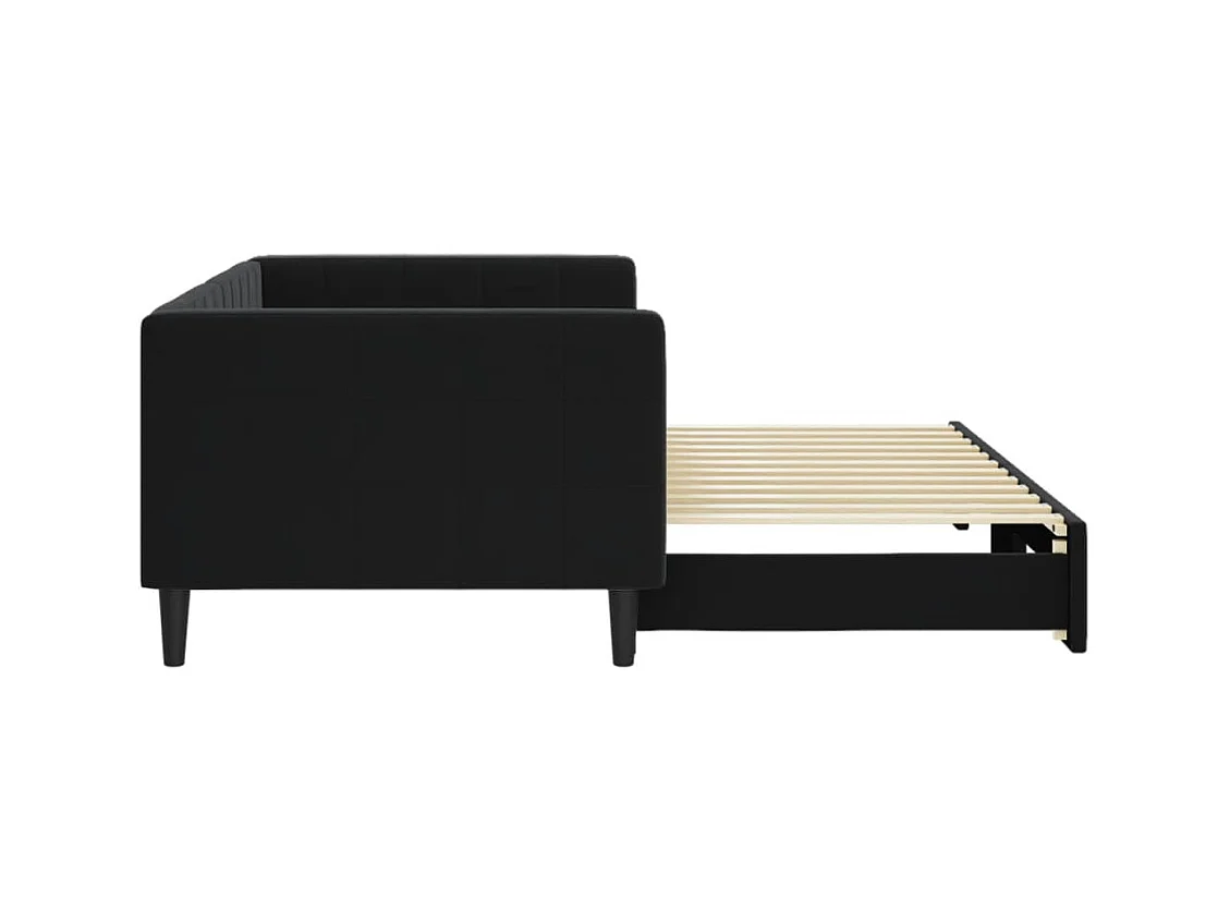 Dagbed met onderschuifbed zonder matras zwart 90x200 cm