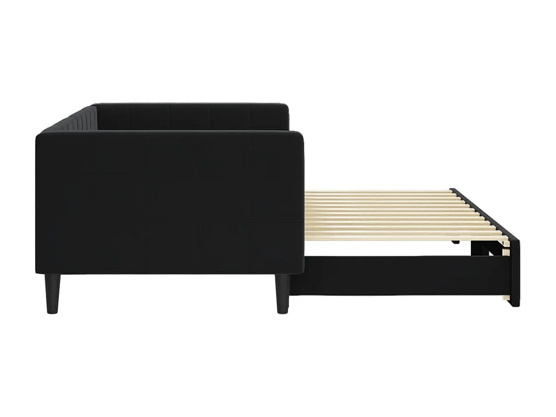 Lit de jour avec gigogne sans matelas noir 90x200 cm