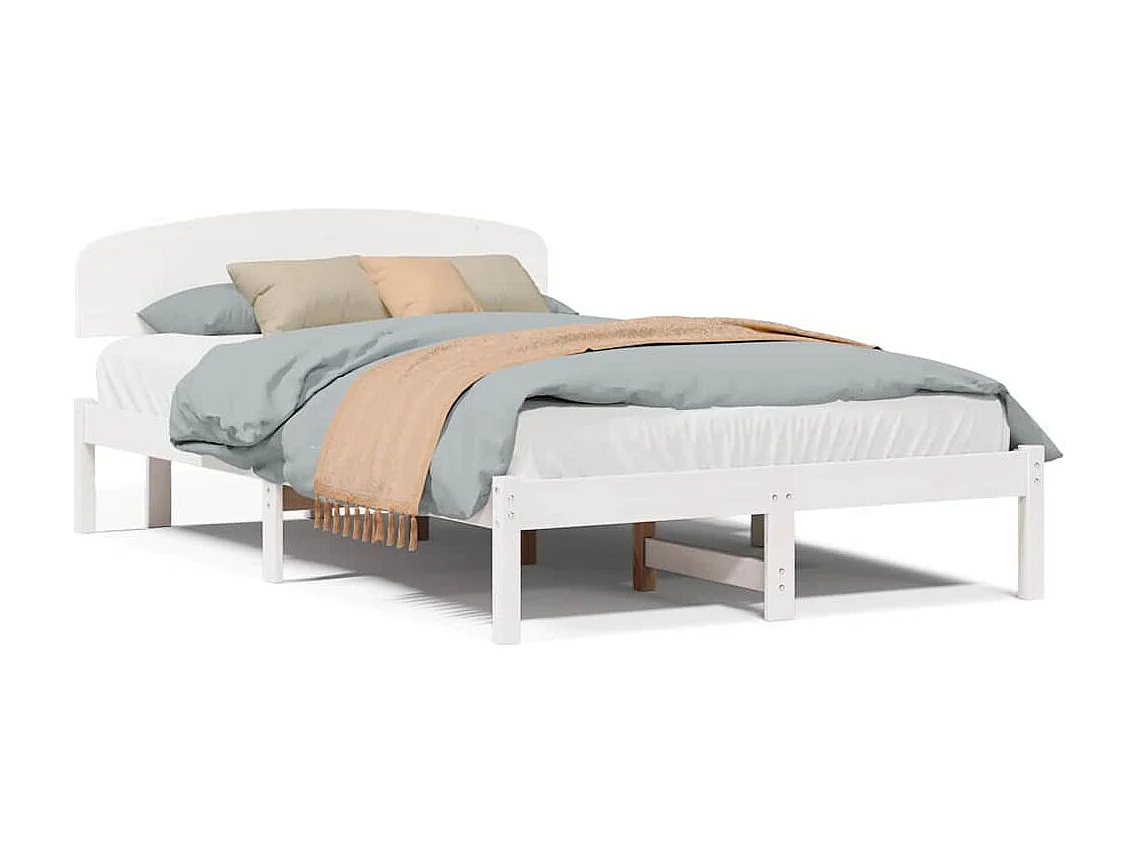 Struttura letto bianca 140 x 190 cm Legno massello di pino