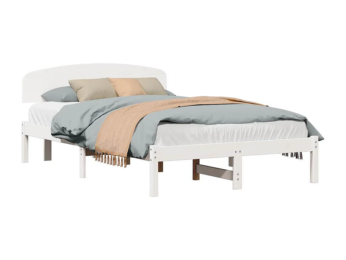Struttura letto bianca 140 x 190 cm Legno massello di pino