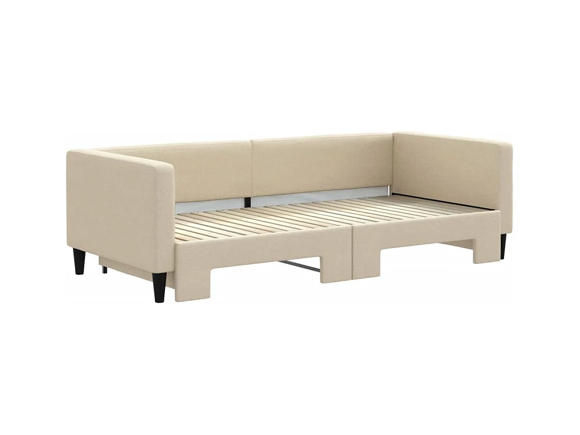 Lit de jour avec gigogne sans matelas crème 90x200 cm