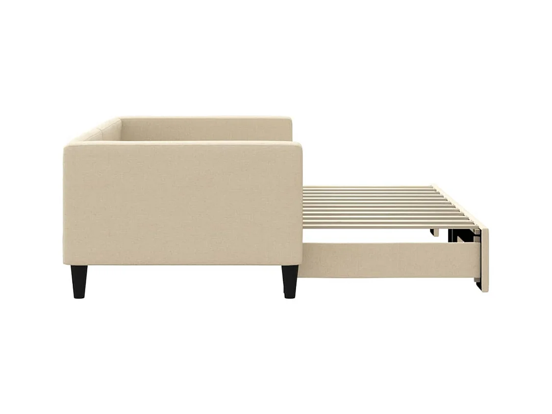 Lit de jour avec gigogne sans matelas crème 90x200 cm