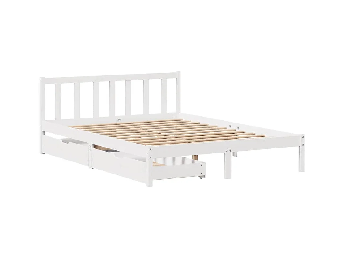 Estructura de cama sin colchón blanca 140x190 cm madera maciza de pino