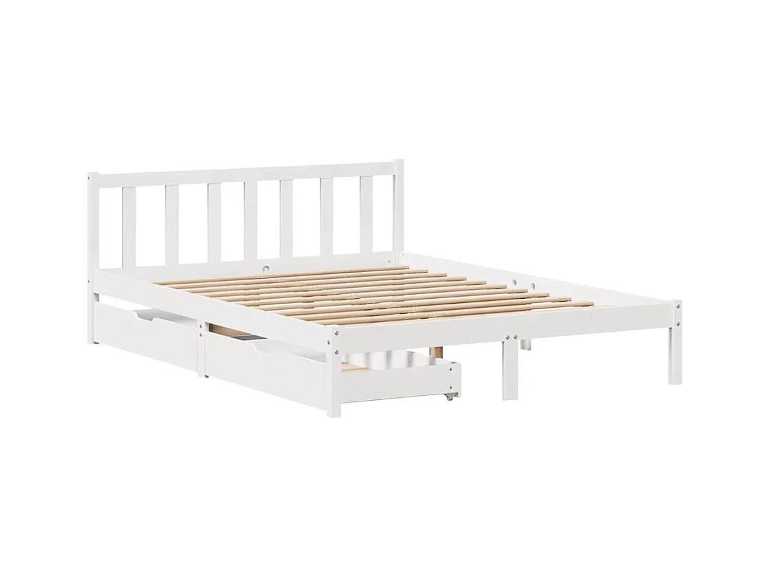 Estructura de cama sin colchón blanca 140x190 cm madera maciza de pino