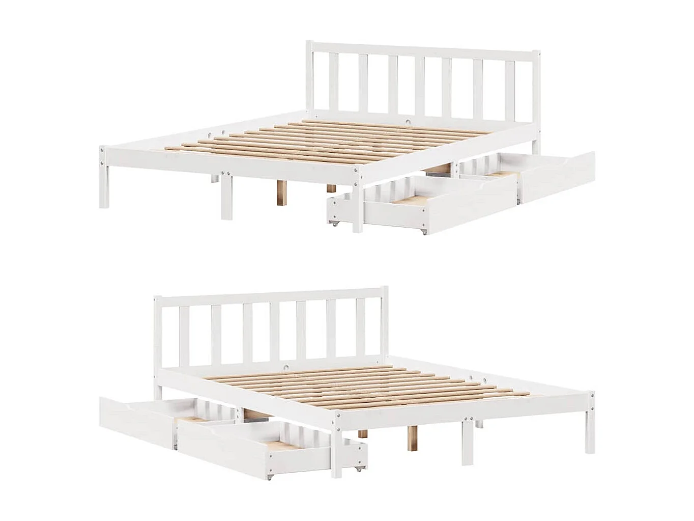 Estructura de cama sin colchón blanca 140x190 cm madera maciza de pino