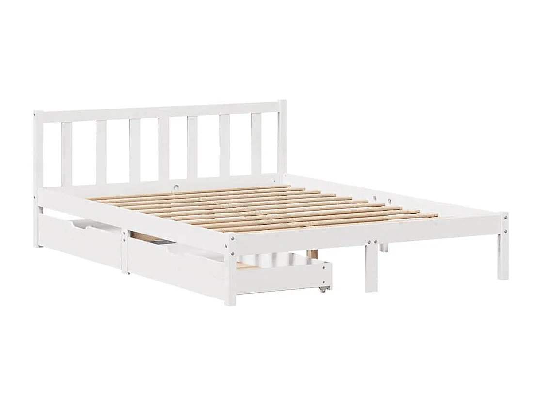 Struttura letto senza materasso bianco 140x190 cm in legno massello di pino