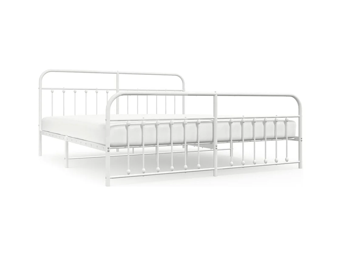 Estructura de cama de metal sin colchón ni piecero blanco 200x200 cm