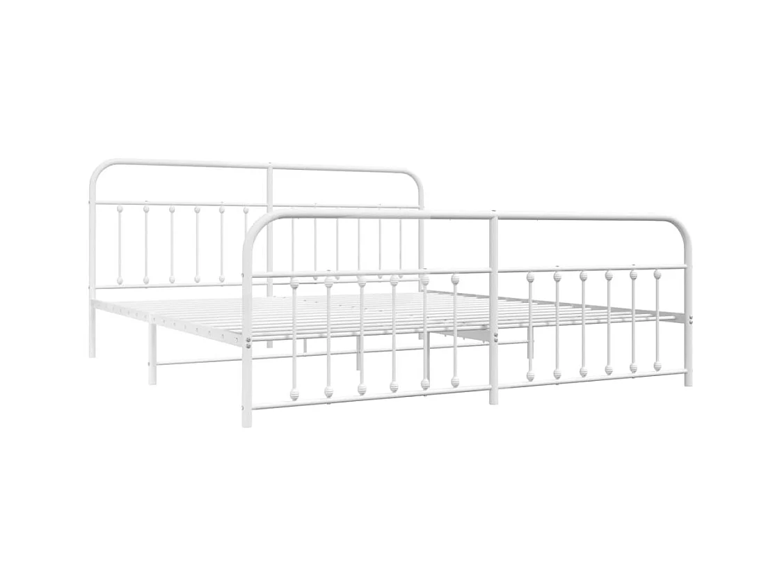 Estructura de cama de metal sin colchón ni piecero blanco 200x200 cm
